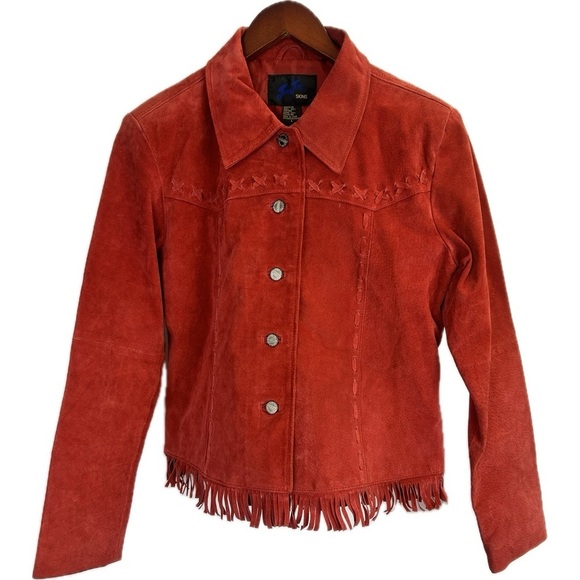 Jou Jou Skins Candy Red Leather Western Jacket Women’s Size L - Picture 1 of 10